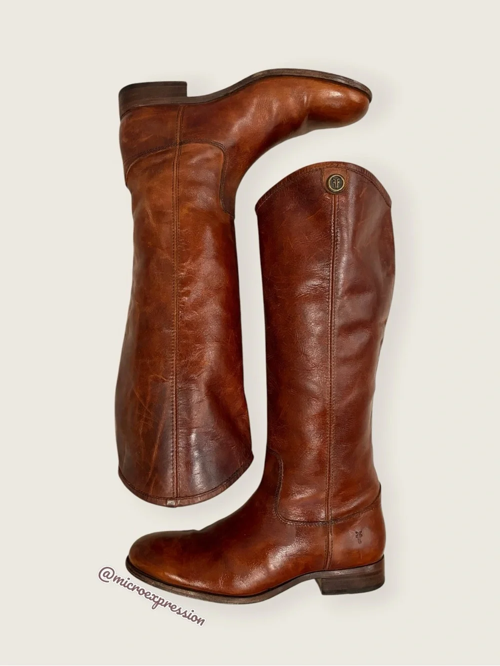 $399 Frye Melissa Button 2 Cognac Leather Equestrian Riding Knee High Tall Boots